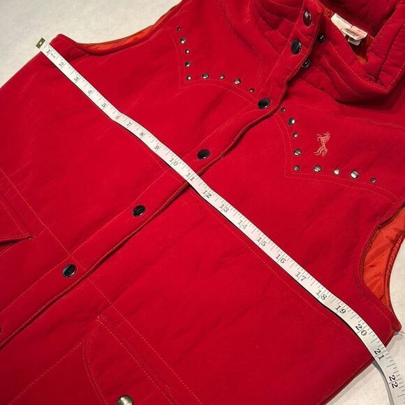 Cowgirl Up Womens Vest Sz Large Red Equestrian Snaps Pockets Polyester Suede - Picture 7 of 9